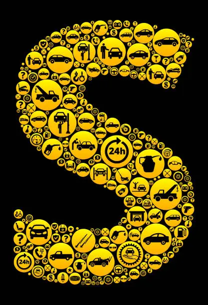 Vector illustration of Letter S Cars and Auto Repair Icon Background