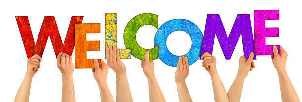 welcome colorful wooden letters