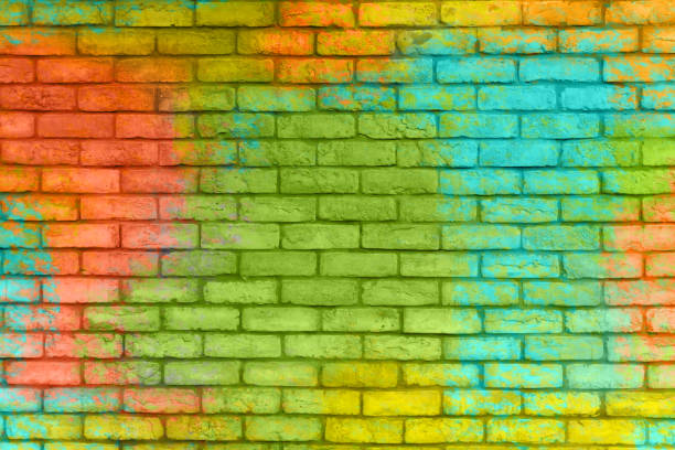 istock Colorful painted brick wall texture background. Graffiti brick wall, colorful background. 1034372256