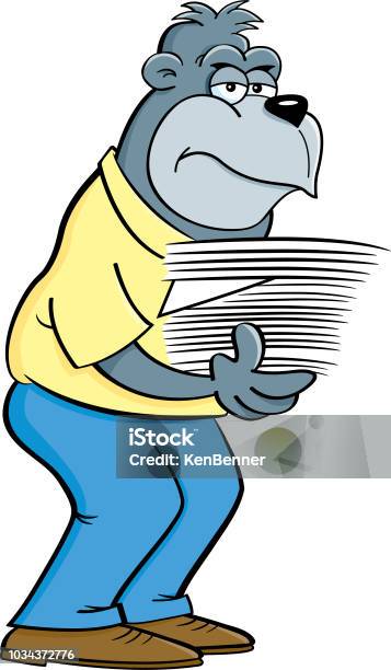 Cartoon Gorilla Holding An Armload Of Papers Stock Illustration - Download  Image Now - Ape, Monkey, Animal - iStock