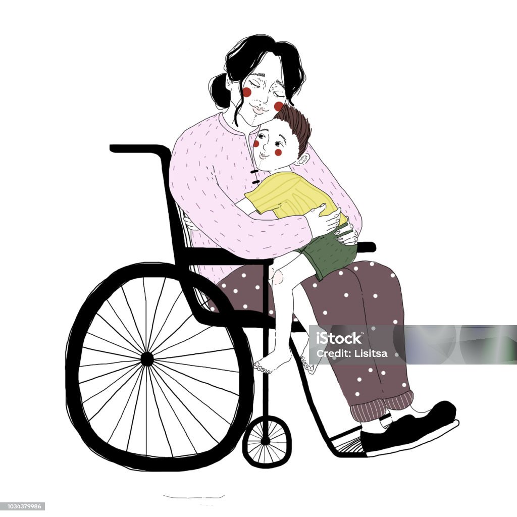 Hình Ảnh Người Phụ Nữ Tàn Tật Ngồi Xe Lăn Ôm Cậu Bé Ngồi Trên Đùi ...