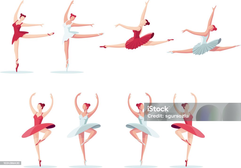 Vector illustration of a ballerina collection Vector illustration of a ballerina collection. Set of young beautiful ballerina dancing. Flat vector illustration. Ballet Dancer stock vector