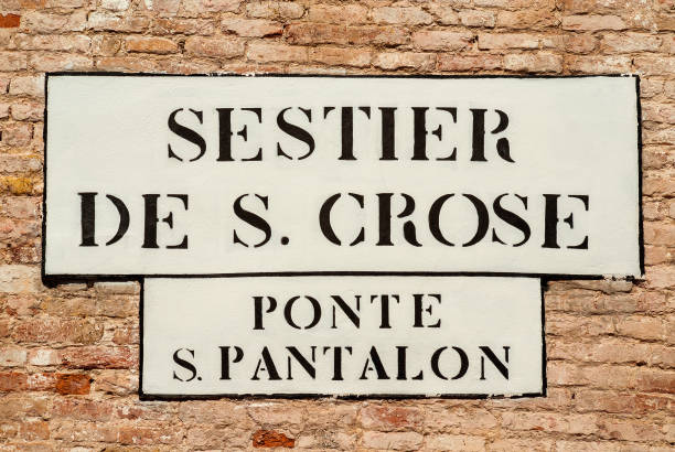 istock Venice old road signs on brick wall 1034386492