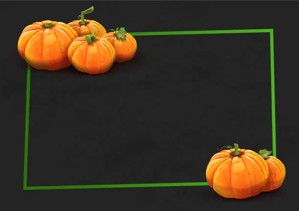 Vector illustration of Pumpkins on black background