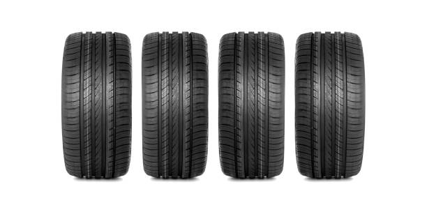 istock Group of car tires isolated on white. 1034391292