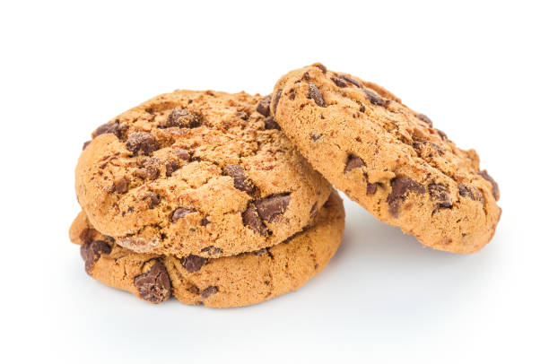 istock Chocolate cookies close up isolated on white background 1034395890