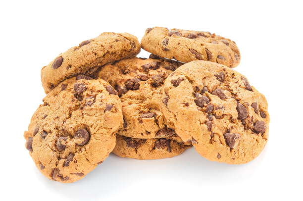 istock Pile of chocolate cookies on white background 1034398304