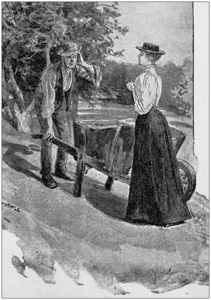 istock Antique painting illustration: Man and woman 1034401676