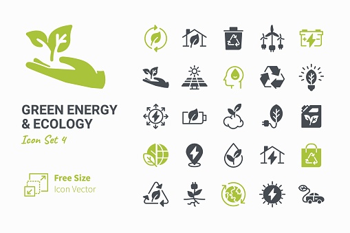 Green Energy & Ecology vector icon set