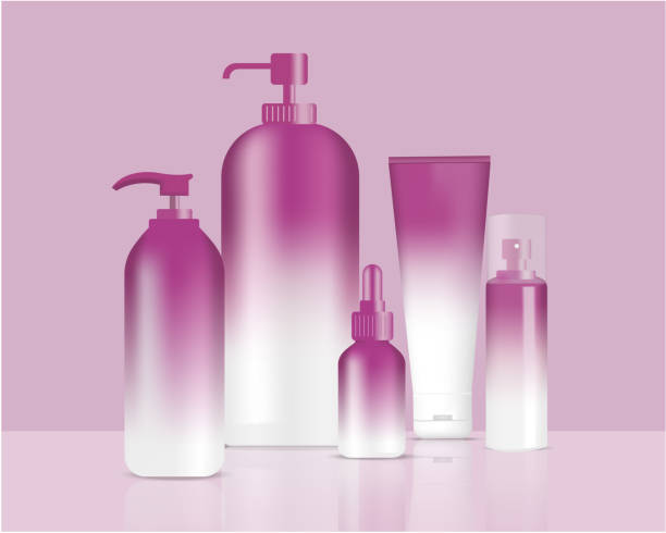istock Mock up Realistic Purple Pastel Bottles and Dropper for Skincare Product Set Background 1034414954