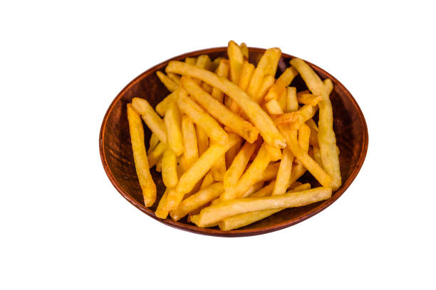 istock Ceramic plate with french fries isolated on a white background 1034417962