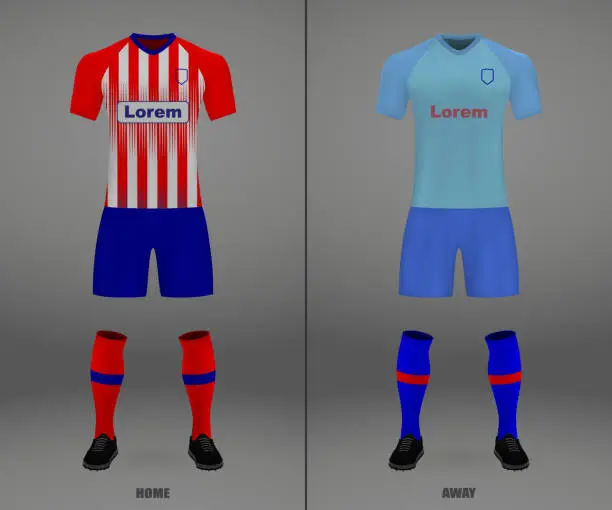 Vector illustration of football kit 2018-19, shirt template for soccer jersey.