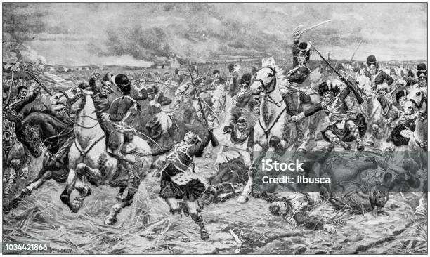 Antique Painting Illustration Battle Stock Illustration - Download Image Now - 19th Century, 19th Century Style, Adult