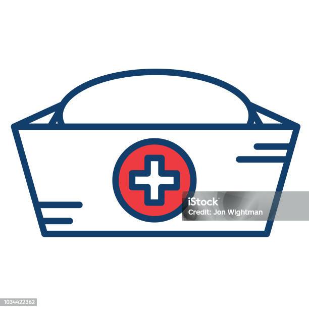 Medical Line Icon Nurse Hat Stock Illustration - Download Image Now - Hat, Nurse, Colors