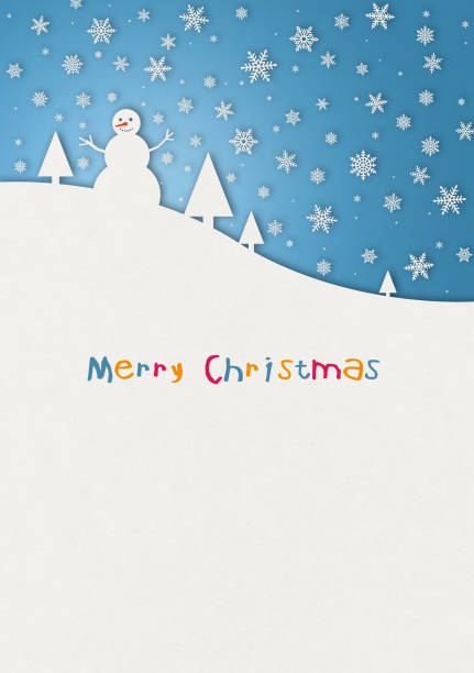 Vintage Merry Christmas colored child card with a snowman