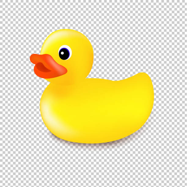 illustrazioni stock, clip art, cartoni animati e icone di tendenza di sfondo trasparente isolato anatra di gomma - rubber duck rubber toy yellow