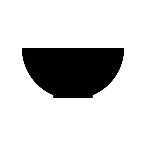 ilustraç ões de stock, clip art, desenhos animados e ícones de asian food icon silhouette on white background - tigela ilustrações