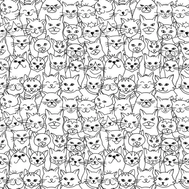 Vector illustration of Seamless pattern of cats