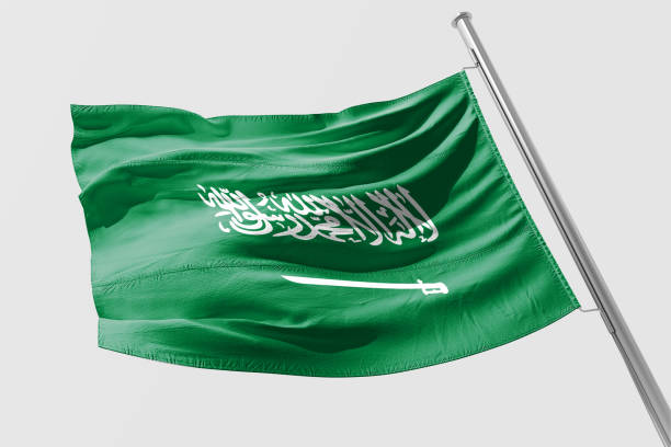 istock Isolated Saudi Arabia Flag waving 3d Realistic Saudi Arabian Flag Rendered 1034457836