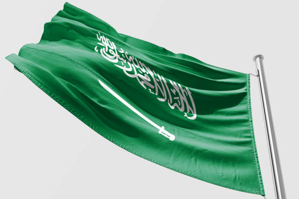 istock Isolated Saudi Arabia Flag waving 3d Realistic Saudi Arabian Flag Rendered 1034457844