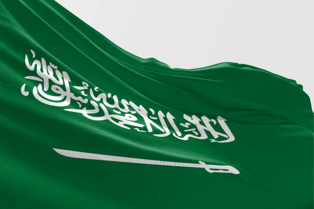istock Isolated Saudi Arabia Flag waving 3d Realistic Saudi Arabian Flag Rendered 1034457922