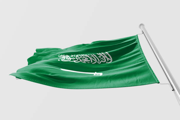 Isolated Saudi Arabia Flag waving 3d Realistic Saudi Arabian Flag Rendered