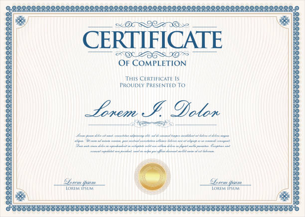 stockillustraties, clipart, cartoons en iconen met certificaat of diploma retro vintage ontwerpsjabloon - diploma