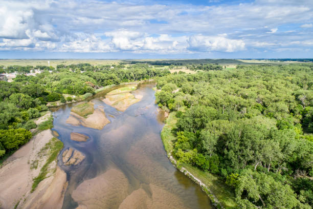 istock Platte River in Nebraska - aerial view 1034468738