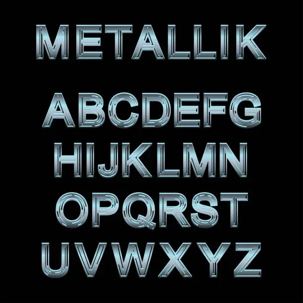 Vector illustration of metallic alphabet set