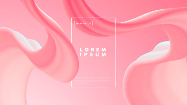 Abstract pink gradient background template Abstract pink gradient background template, modern concept layout design with 3d liquid elements in motion. Dynamic backdrop for business web, landing page or brochure. EPS10 vector. pink color stock illustrations