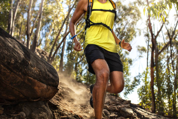 istock Male runner running on rocky mountian trail 1034515722