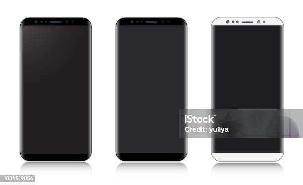 Smartphone Mobile Phone Black And Silver Colors Realistic Vector Illustration Stock Illustration - Download Image Now