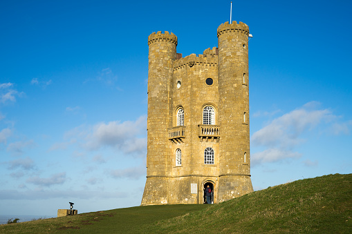 Warwickshire, UK - December 26, 2016 : Broadway Tower photo in lands of Warwickshire with perfect weather in Winter, UK.