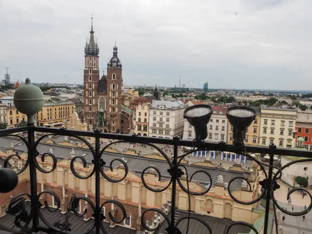 Krakow Market Square overlooking St Mary's Basilica