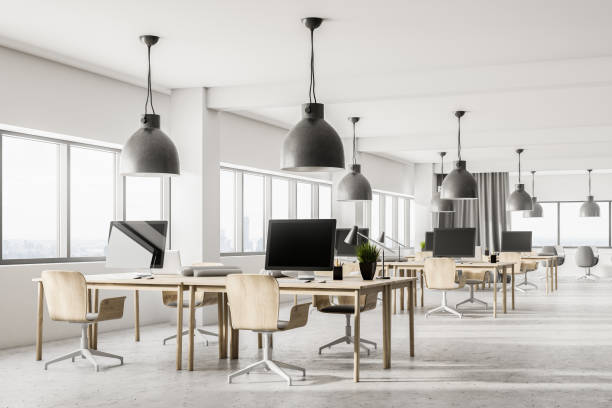 istock Gray curtains open space and meeting room, side 1034578818