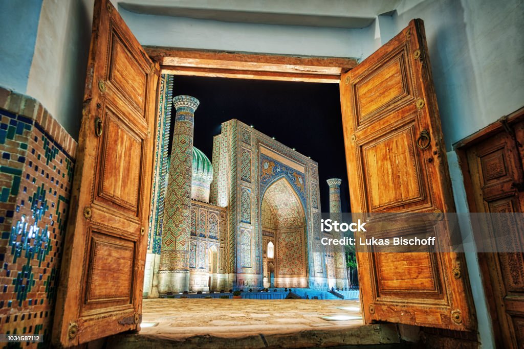 Registan Square in the City Center of Samarkand in Uzbekistan Uzbekistan Stock Photo