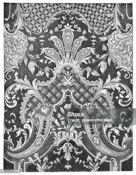 Louis Xiv Style Leather Of Cordoba Stock Illustration - Download Image Now  - Louis XIV Of France, Textile, Floral Pattern - iStock