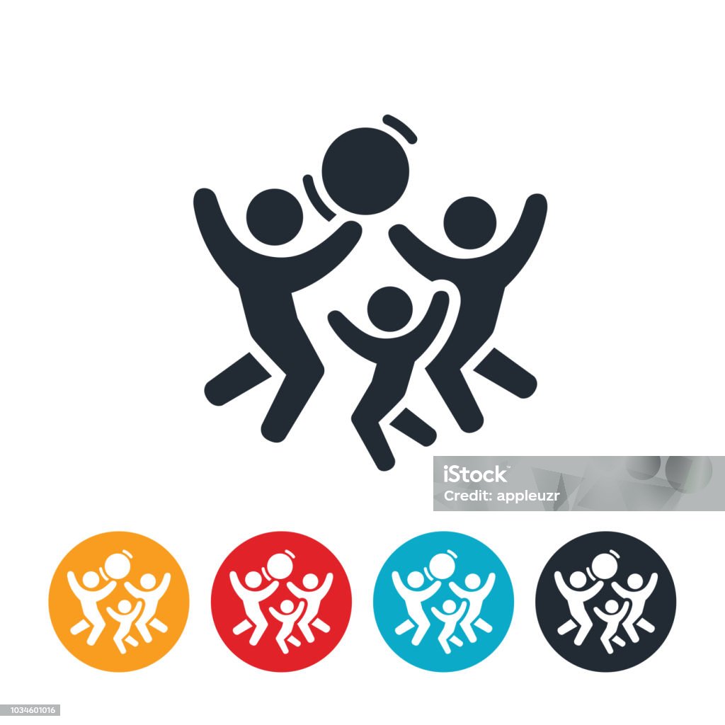 Family Playing Together Icon An icon of a family playing with a ball together. Child stock vector