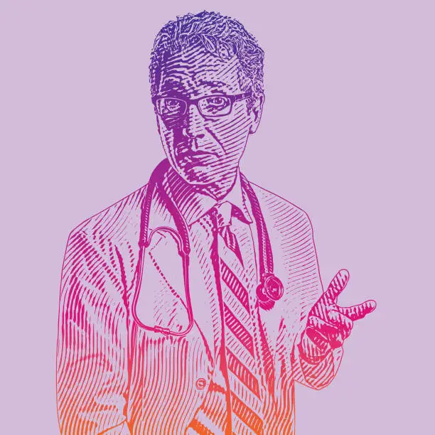 Vector illustration of Senior male doctor