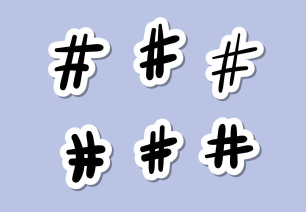 der hashtag zeichen gesetzt. vektor-illustration. - hashtag stock-grafiken, -clipart, -cartoons und -symbole