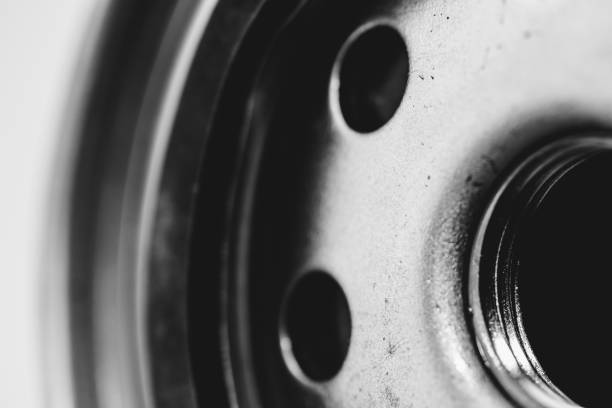 istock Monochrome background image of oil filter close up. Artwork from auto part in macro photography in grayscale. 1034620554