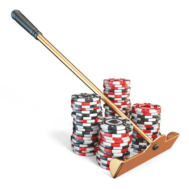 Photo of Roulette rake with gambling chips 3D