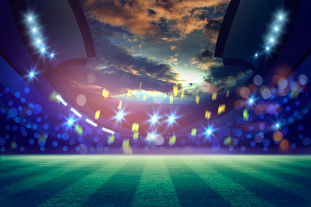 istock stadium in lights and flashes 3d. Mixed photos 1034652340