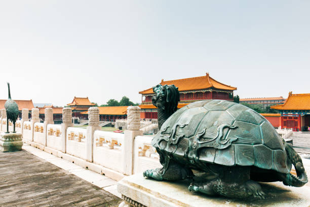 istock Bronze sculpture depicting turtle and heron, Forbidden City 1034652622