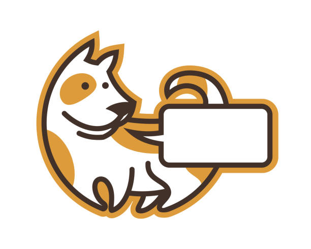 illustrazioni stock, clip art, cartoni animati e icone di tendenza di icona del personaggio del cane carino con posto per il testo nella bolla vocale - dog spotted purebred dog kennel