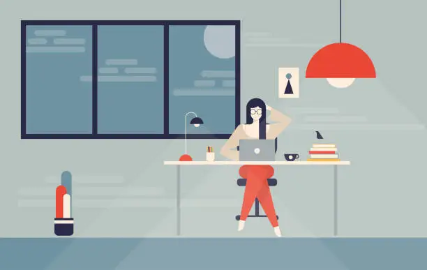 Vector illustration of Woman working in the office