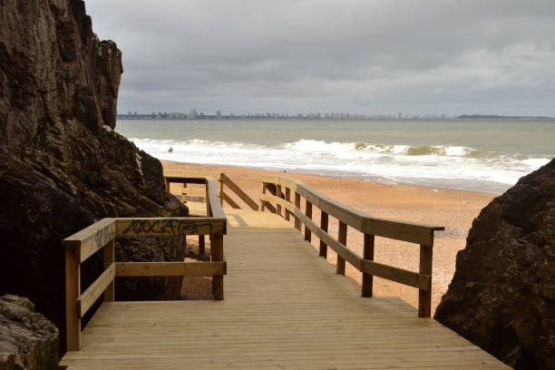 Long view of Punta del este, Uruguay View of PUnta del este from the punta ballena peninsula, Maldonado, Uruguay playas del este stock pictures, royalty-free photos & images