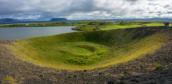 Views of Lake Myvatn and the Skutustadir Pseudocraters around the lake, North Iceland