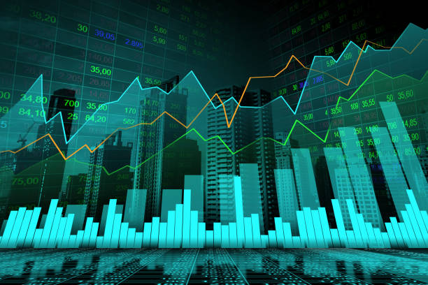 istock Stock market or forex trading graph in graphic double exposure concept 1034691720