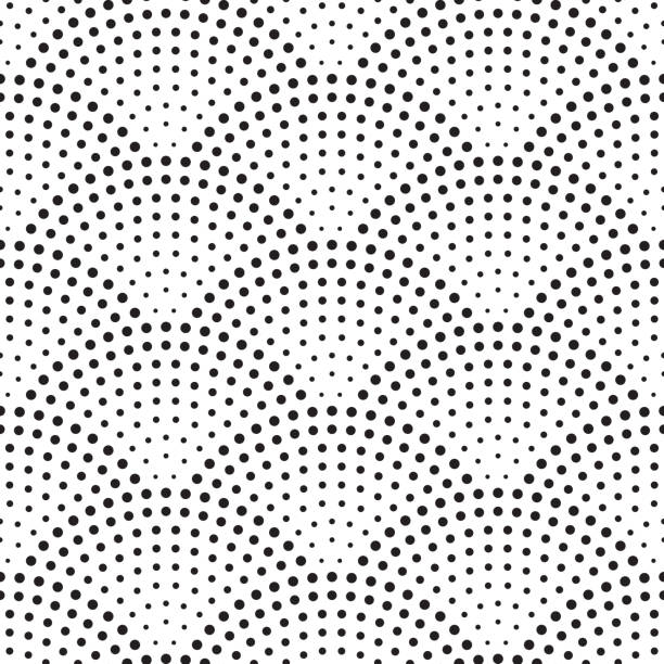 istock Seamless pattern vector art deco background of scales or fountain confetti in retro arch design with black dots on white Gatsby style 1034705478